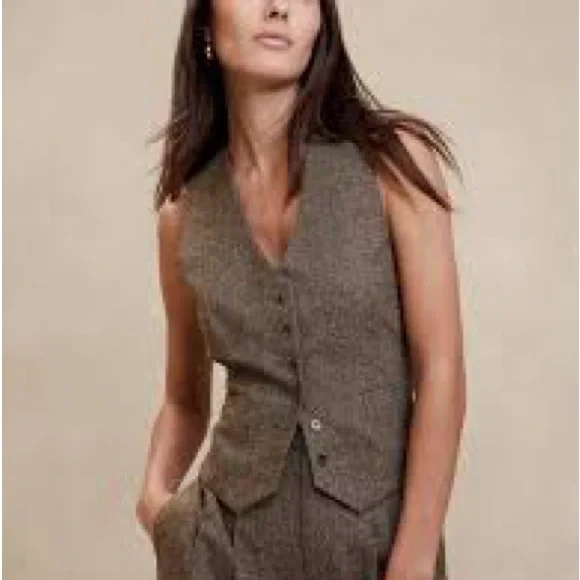 Banana Republic Women's Dark Brown Tweed Vest - Picture 6 of 7